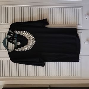 Haute Hippie Tee with Rhinestone Necklace Accessory